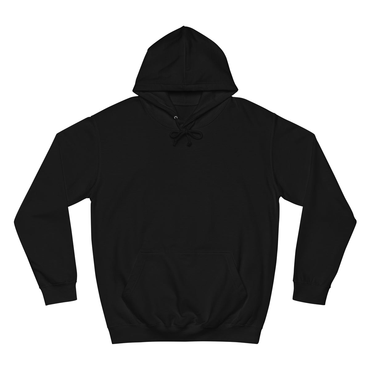 A black pullover hoodie with a small graphic of a character with red hair on the center chest, displayed against a solid white background. Show your style with the Mystical Eye and Red Thorn Wreath College Hoodie Casual Wear, featuring bold occult-inspired art and cozy campus comfort.