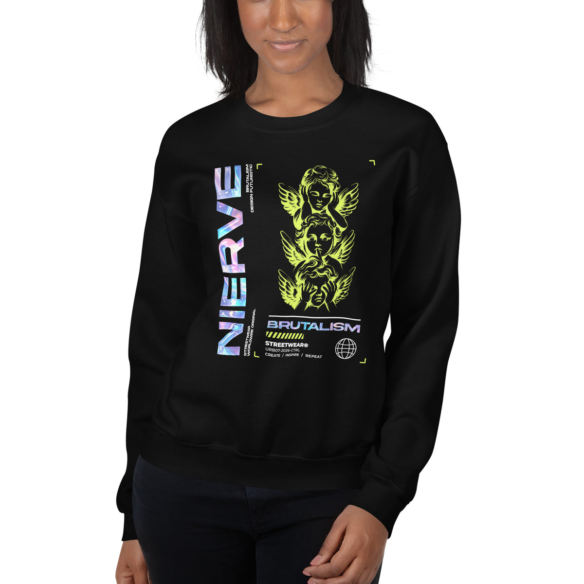 Order the Bold Brutalism Y2K Streetwear Crewneck Sweatshirt, blending graphic edge, cozy comfort, and throwback street style.