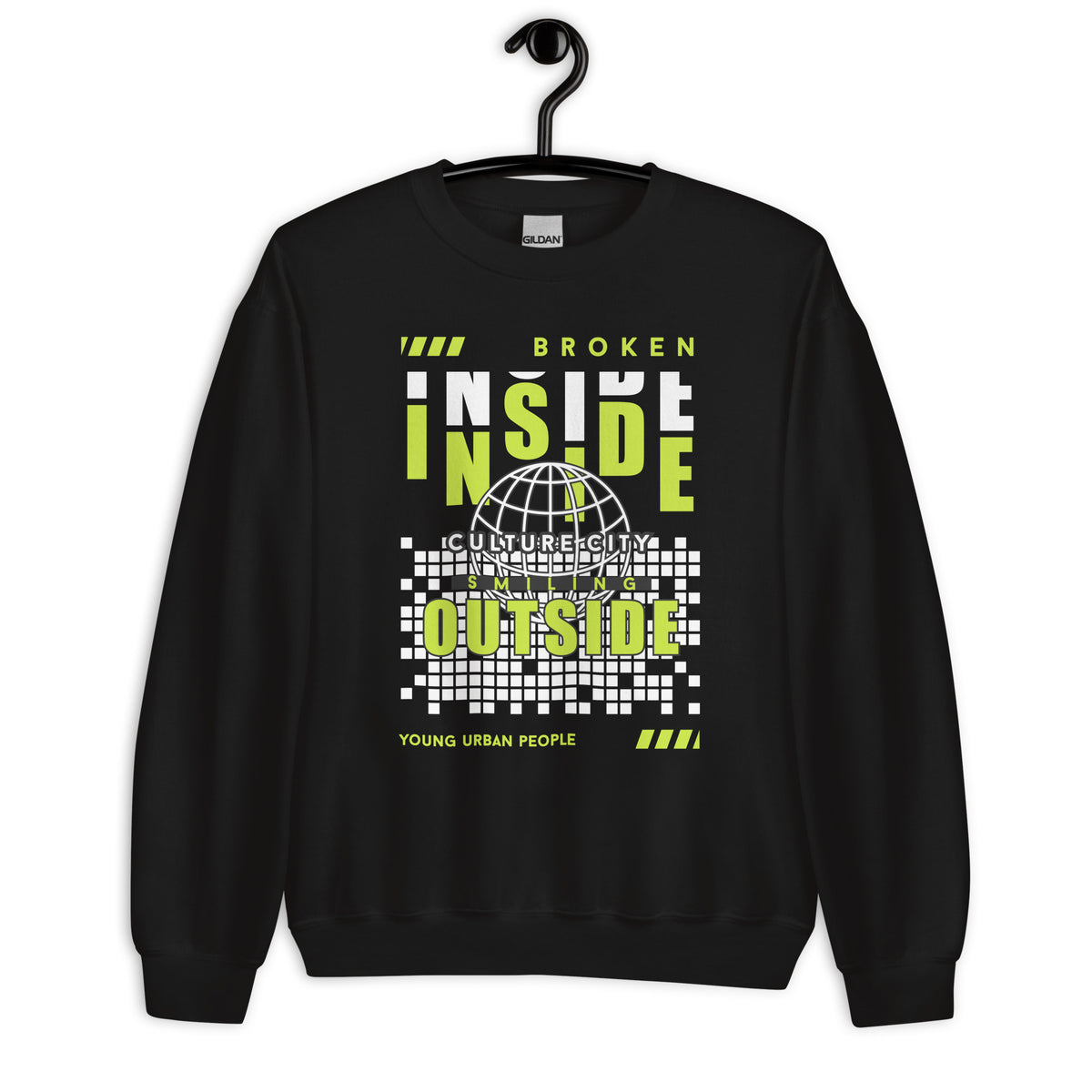 Shop the Bold Broken Inside Lettering Typography Sweatshirt Design for an expressive graphic statement that adds attitude and personality to casual looks.