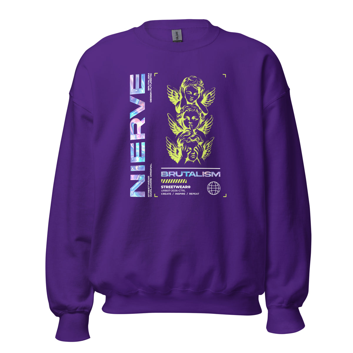 Stylish Bold Brutalism Y2K Streetwear Crewneck Sweatshirt for an oversized urban look with soft warmth and unapologetic graphic energy.