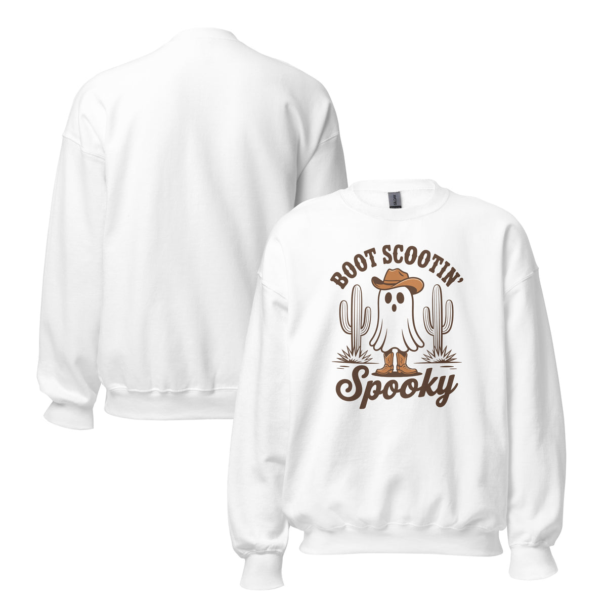 Shop Best Boot Scootin’ Spooky Western Halloween Sweatshirt Festive Wear for a playful western twist on cozy fall fashion, perfect for spooky season.