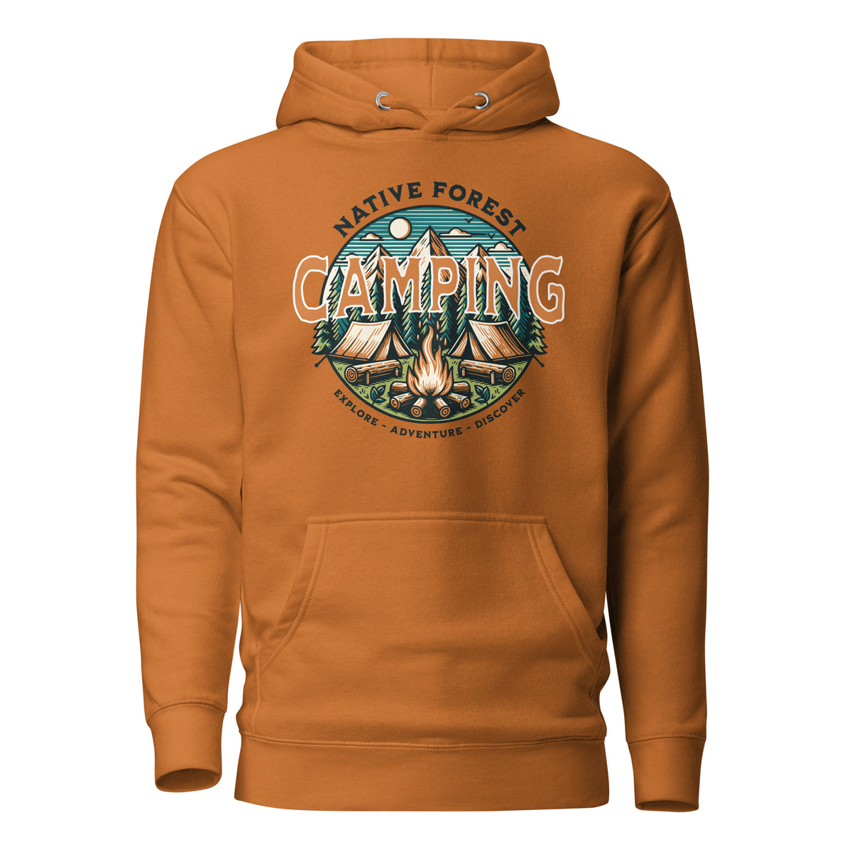 Purchase the Mountain Camping Adventure Graphic Hoodie for standout comfort and rugged style, ideal for hikers, campers, and weekend explorers.
