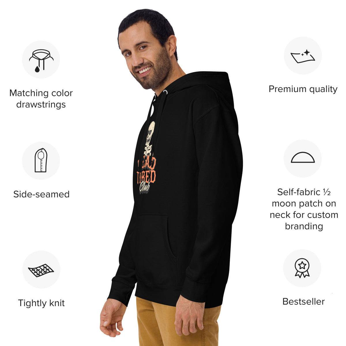 Buy Dead Tired Club Skeleton Graphic Hoodie for Casual Wear—a soft, standout layer made for relaxed outfits and cooler days.