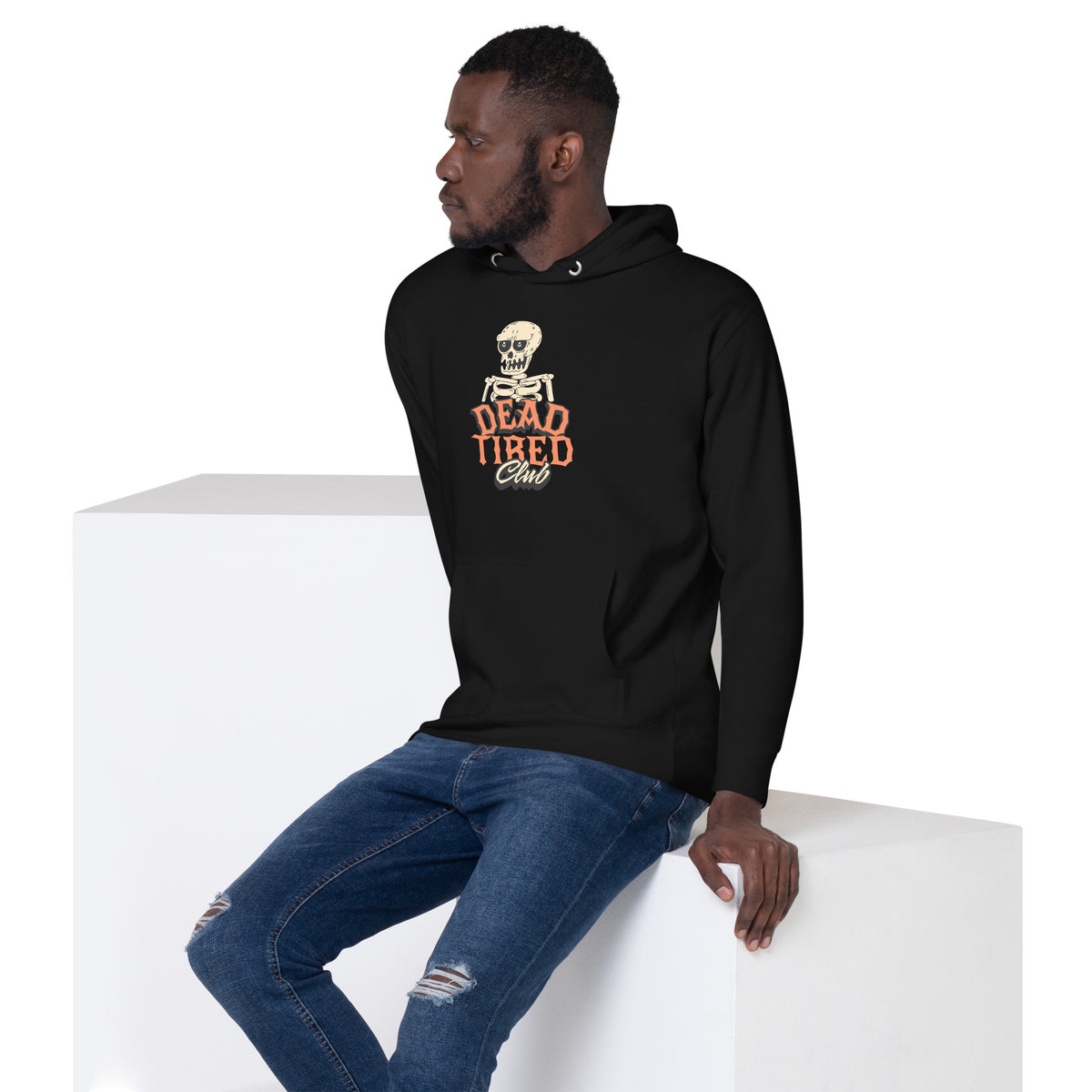 Shop Dead Tired Club Skeleton Graphic Hoodie for Casual Wear Online for Sale