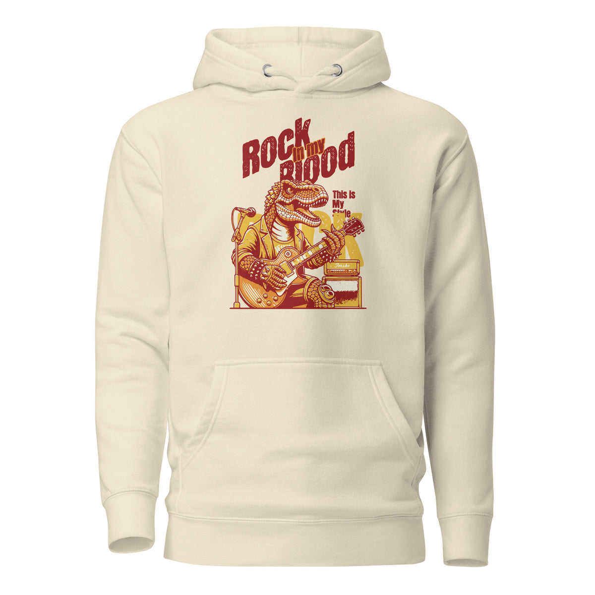 Buy Rock in my Blood Rocker T-Rex Unisex Hoodie Sale—shop a fierce graphic layer with unisex comfort, standout style, and limited-time savings.
