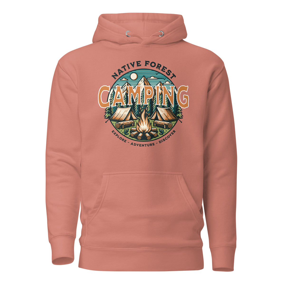 Buy the Mountain Camping Adventure Graphic Hoodie, a cozy outdoor-inspired layer for campfires, trails, and everyday adventures.