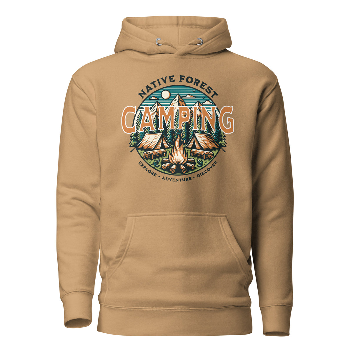Order the Mountain Camping Adventure Graphic Hoodie for cozy comfort and bold outdoor style—perfect for trails, campfires, and everyday wear.