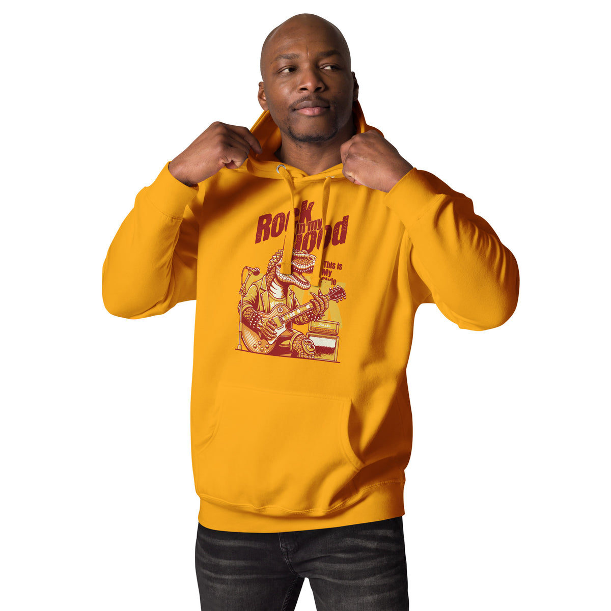 Buy Rock in my Blood Rocker T-Rex Unisex Hoodie Sale today. Shop a bold, comfortable graphic hoodie made for true rock fans.