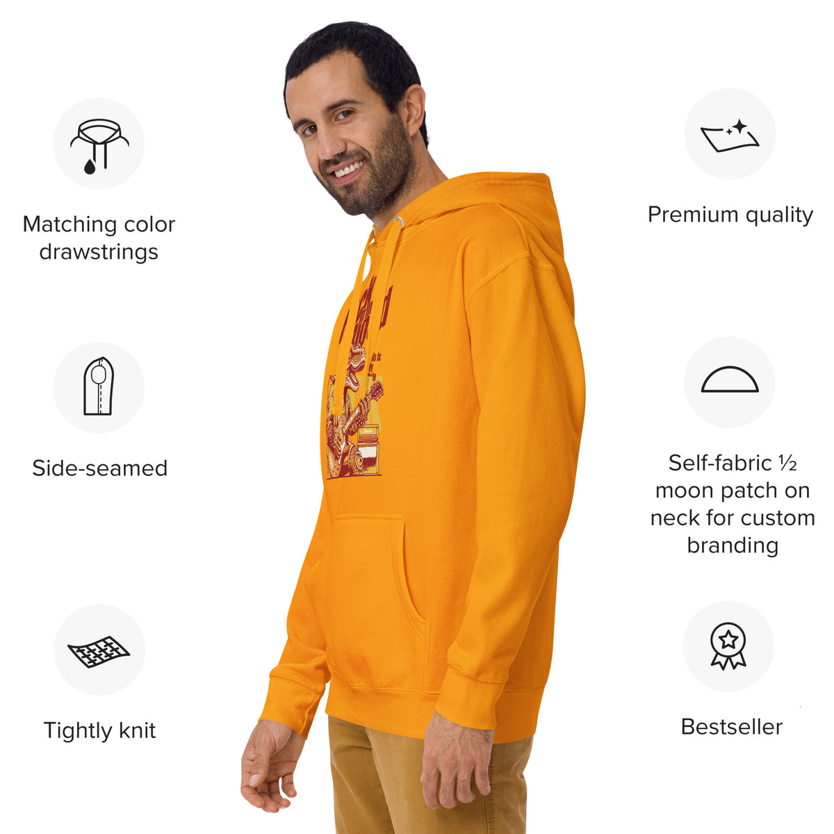 Buy Rock in my Blood Rocker T-Rex Unisex Hoodie Sale for a standout layer with rocker attitude, unisex comfort, and everyday style.
