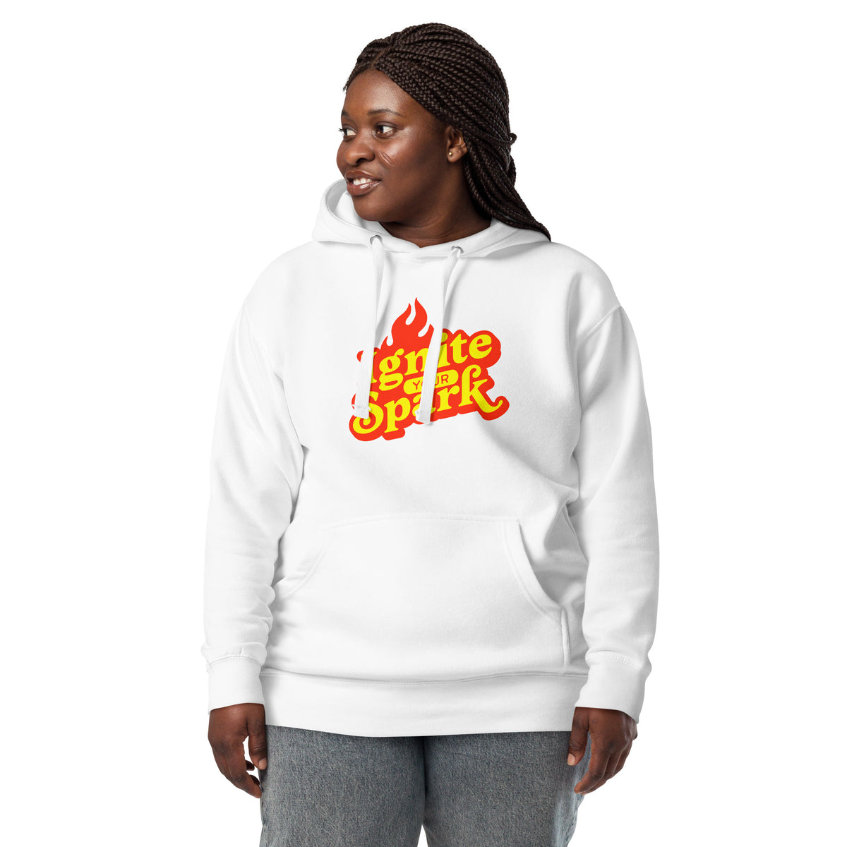 The Ignite Your Spark Hoodie combines bold design with ultimate comfort, making it a perfect choice for casual outings. Crafted from soft, breathable fabric, it features vibrant colors and a striking logo that captures attention. The relaxed fit ensures ease of movement, while the cozy hood adds an extra layer of warmth. Elevate your everyday look and express your unique style with this must-have hoodie.