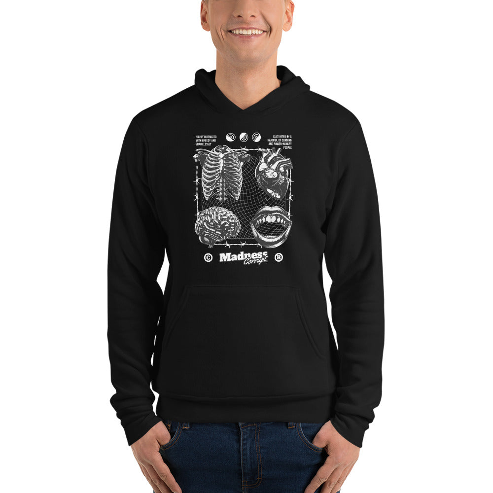 Upgrade your rotation with the Madness Corrupt Anatomy Graphic Hoodie—a bold statement layer made for standout casual outfits.