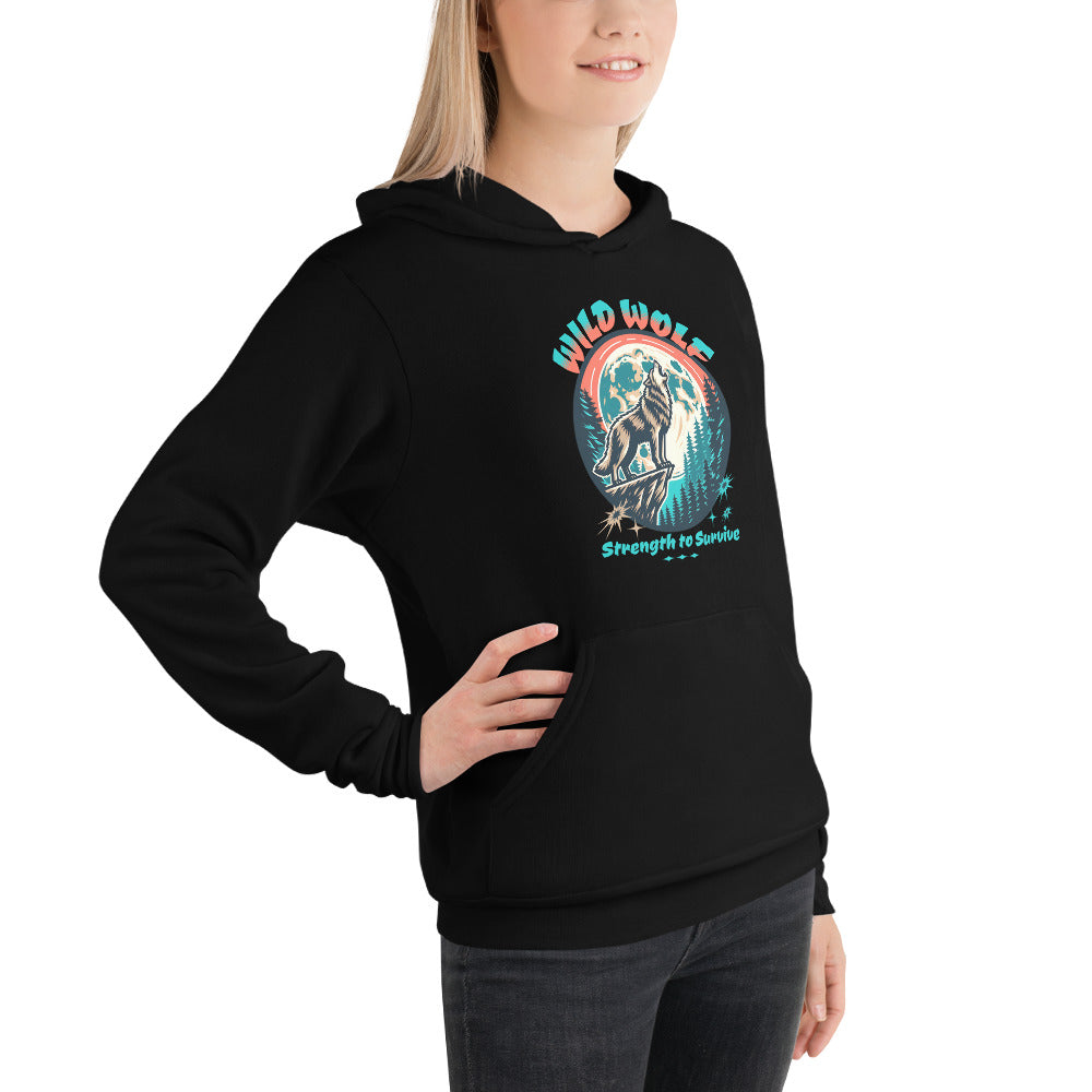 Buy Wild Wolf, Strength to Survive: Graphic Hoodie for Sale and add a fierce, statement-making graphic layer to your casual wardrobe today.