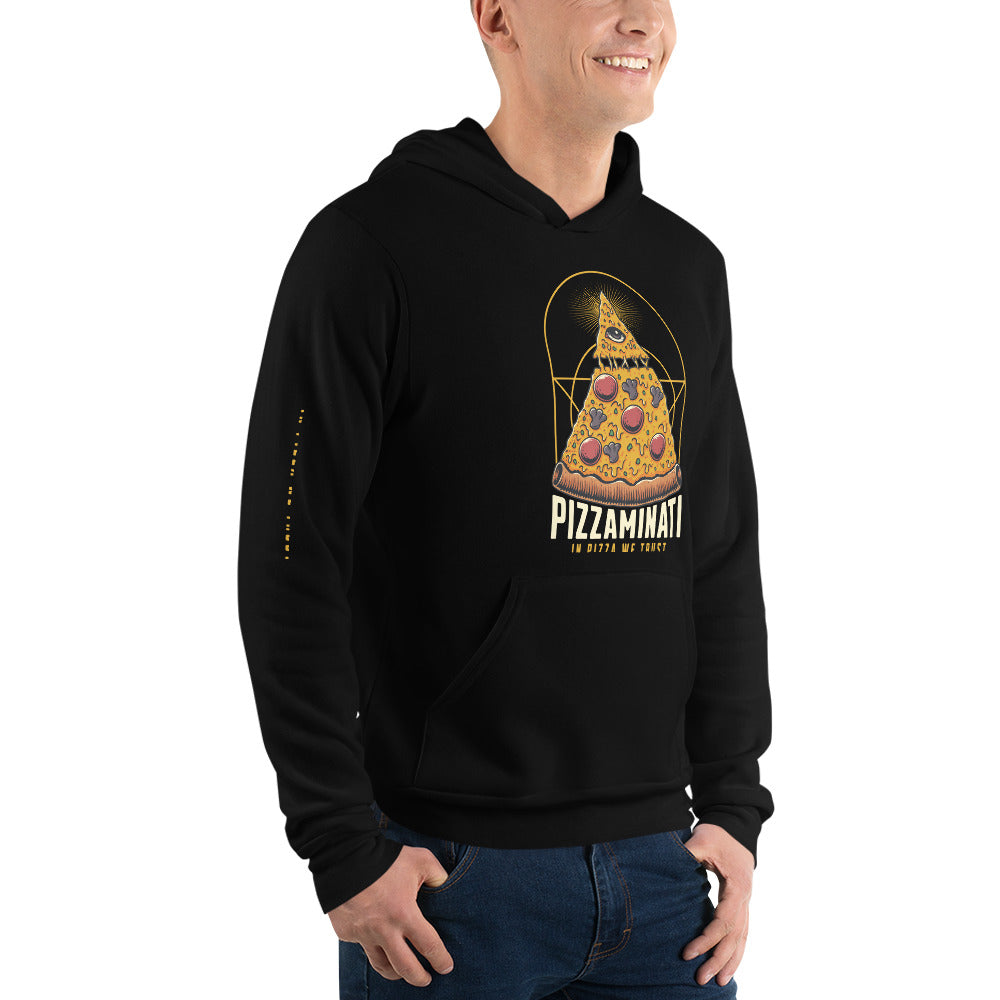 Buy Pizza Illuminati: In Pizza We Trust Graphic Hoodie Sale for a bold, comfy statement layer. Shop limited-time savings and fresh streetwear style.