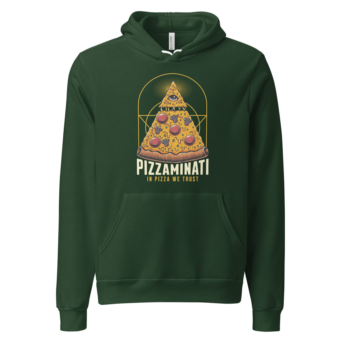 Don't miss the Buy Pizza Illuminati: In Pizza We Trust Graphic Hoodie Sale. Score a fun, cozy graphic hoodie at sale pricing today.