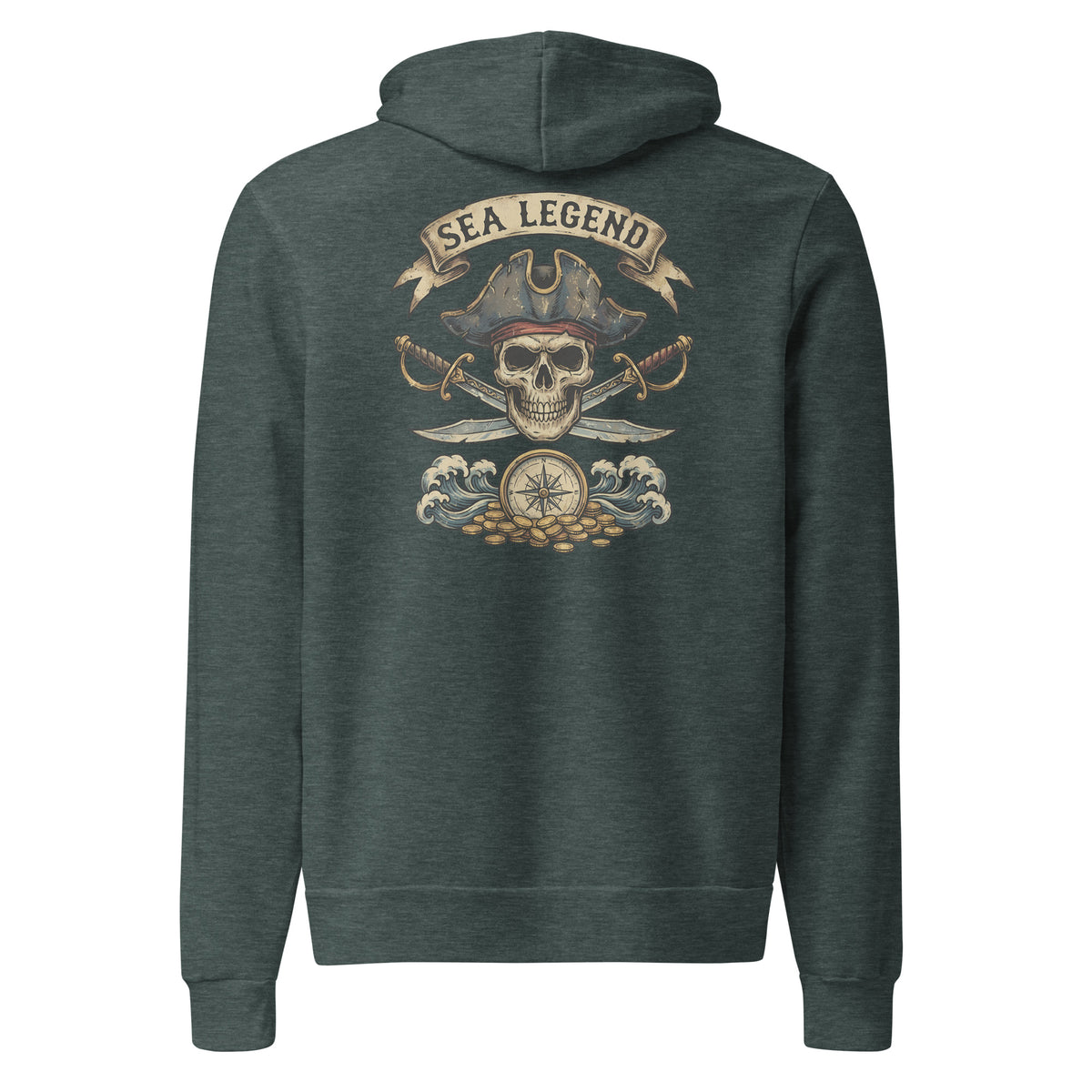 Set sail in the Pirate Skull Sea Legend Graphic Pullover Hoodie, featuring bold nautical style and cozy everyday comfort for cool days.