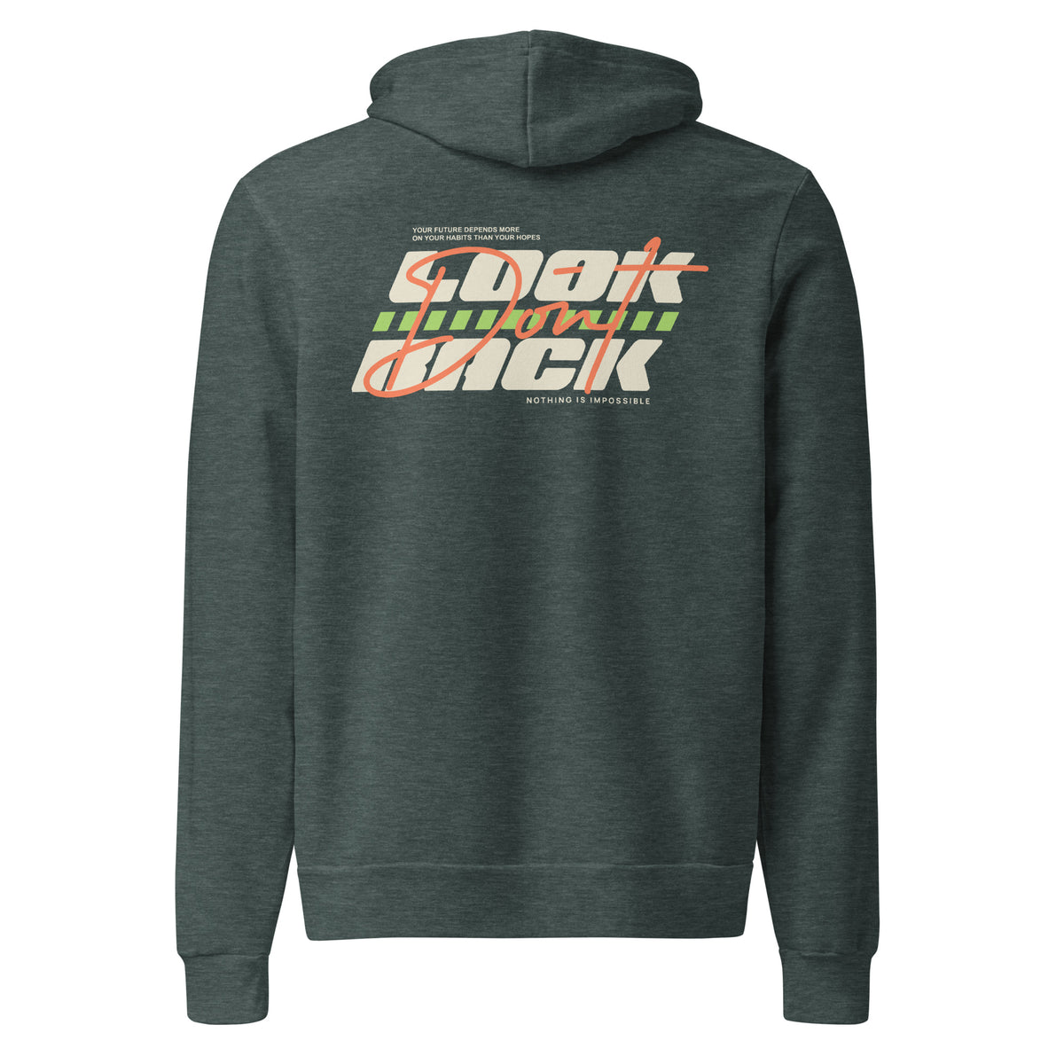 Elevate your casual style with the "Don't Look Back" bold typography pullover hoodie. Crafted for comfort, this hoodie features a striking design that makes a statement. Perfect for layering or wearing solo, it's ideal for any casual outing. Made from soft, breathable fabric, it combines functionality with fashion. Embrace the vibe and express your unique personality effortlessly!