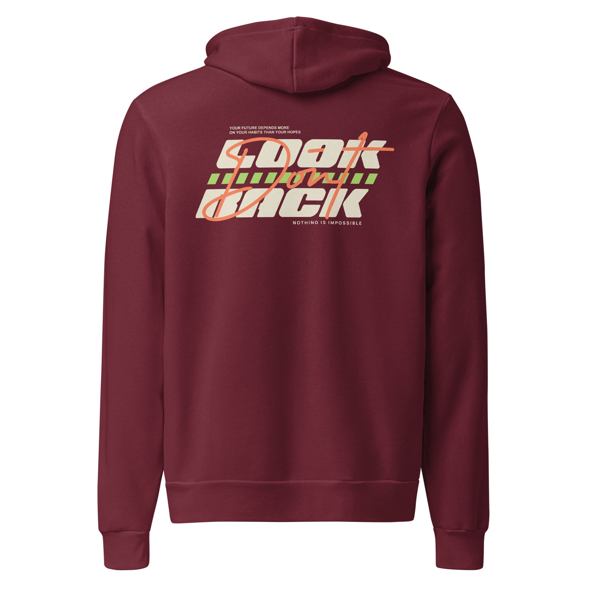 Don't Look Back Bold Typography Pullover Hoodie Casual Wear brings a confident statement look with cozy comfort for everyday outfits.