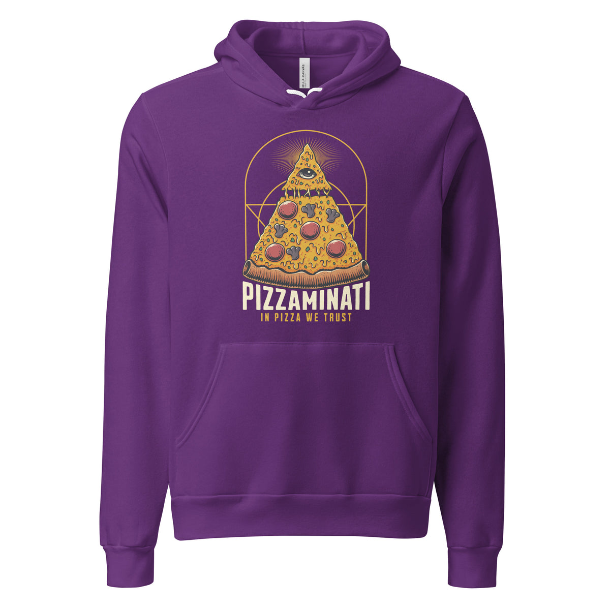 Shop the Buy Pizza Illuminati: In Pizza We Trust Graphic Hoodie Sale for a soft, eye-catching design that celebrates your love of pizza in style.