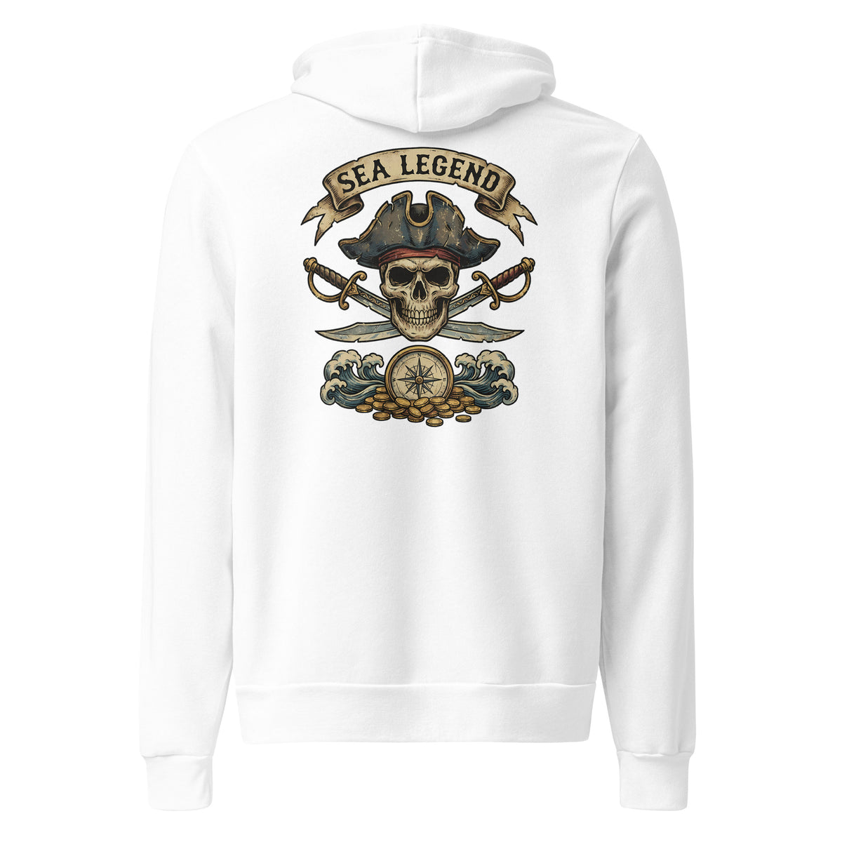 Channel legendary style with the Pirate Skull Sea Legend Graphic Pullover Hoodie, featuring bold nautical artwork and cozy everyday comfort.