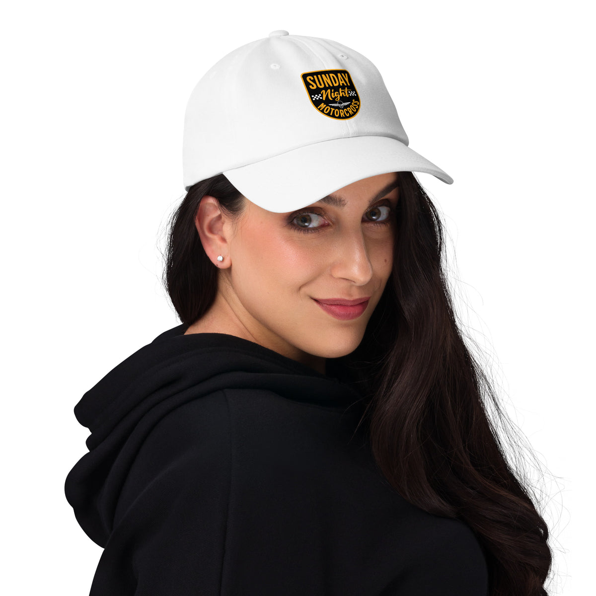 Get the Sunday Night Motocross Classic Dad Cap Design—a timeless, comfortable cap made for motocross fans and casual street style.