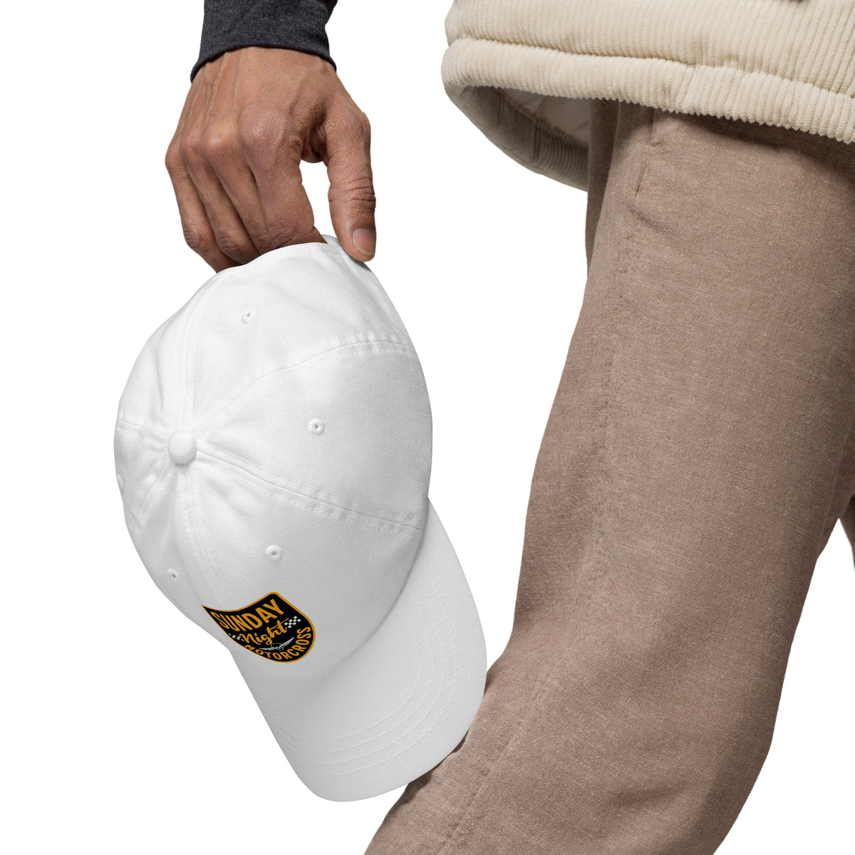 Best Sunday Night Motocross Classic Dad Cap Design, with a relaxed fit, vintage race-inspired style, and all-day comfort.