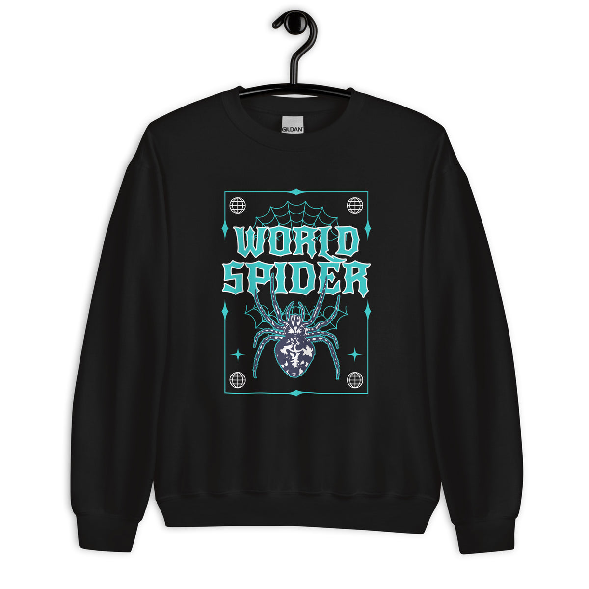 Unique Bold World Spider Y2K Streetwear Crewneck Sweatshirt Design for a statement-making look that channels iconic Y2K streetwear energy.