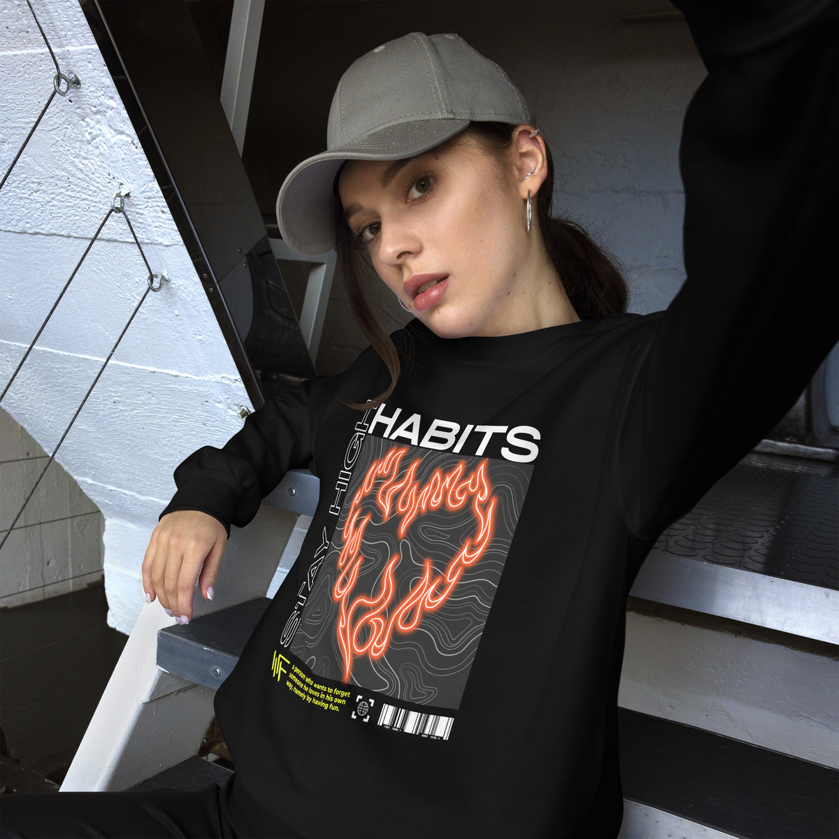 Shop the Bold Stay High Habits Y2K Streetwear Crewneck Sweatshirt for a standout retro look, everyday comfort, and effortless street style.