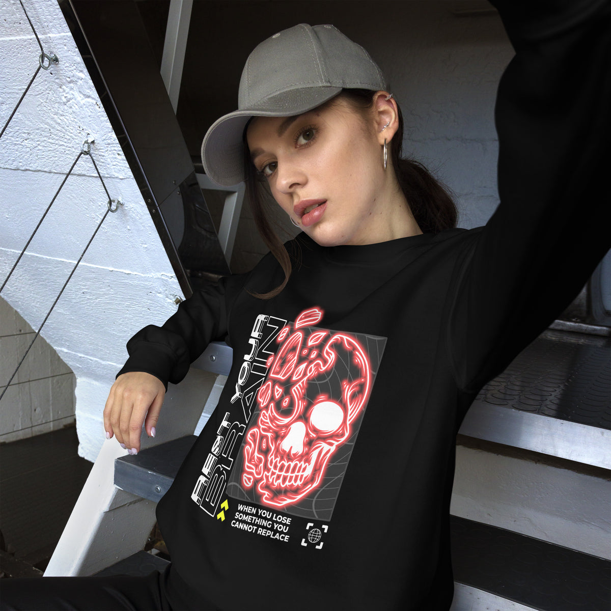 The Rest Your Brain Neon Skull Crewneck Sweatshirt combines comfort and style with a striking neon skull design. Perfect for casual wear, it features a soft fabric blend for warmth and ease. The bold graphics make a statement, while the relaxed fit ensures all-day comfort. Ideal for layering or wearing solo, this sweatshirt is a must-have for those who appreciate unique streetwear. Embrace your edgy side with this standout piece!