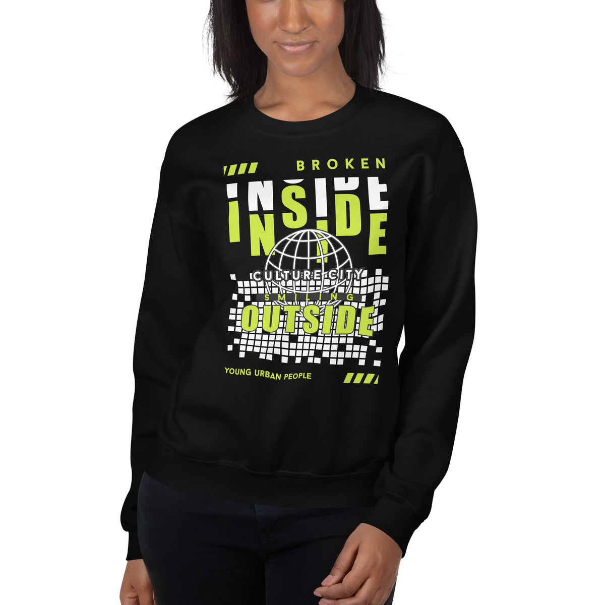Buy the Bold Broken Inside Lettering Typography Sweatshirt Design, a striking graphic style made for statement-making comfort every day.