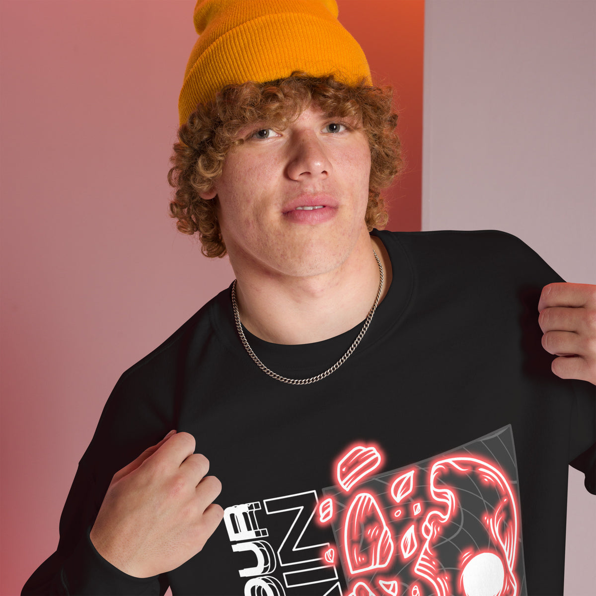 Buy Casual Bold Rest Your Brain Neon Skull Crewneck Sweatshirt for a comfortable layer with neon skull artwork and bold streetwear energy.