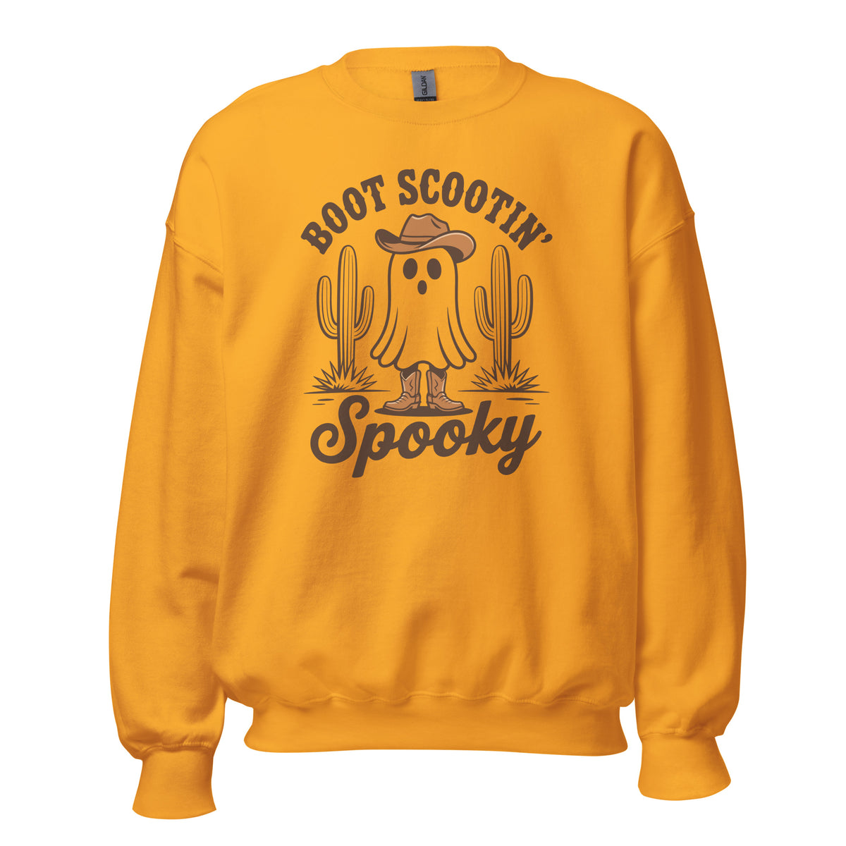 Shop Best Boot Scootin’ Spooky Western Halloween Sweatshirt Festive Wear for a playful western twist on cozy fall fashion, perfect for spooky season.