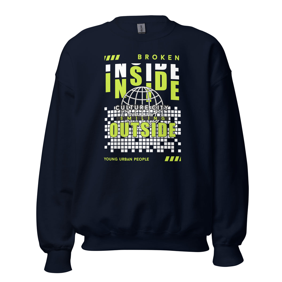 Elevate your Streetwear rotation with the Bold Broken Inside Lettering Typography Sweatshirt, designed for bold, casual style.