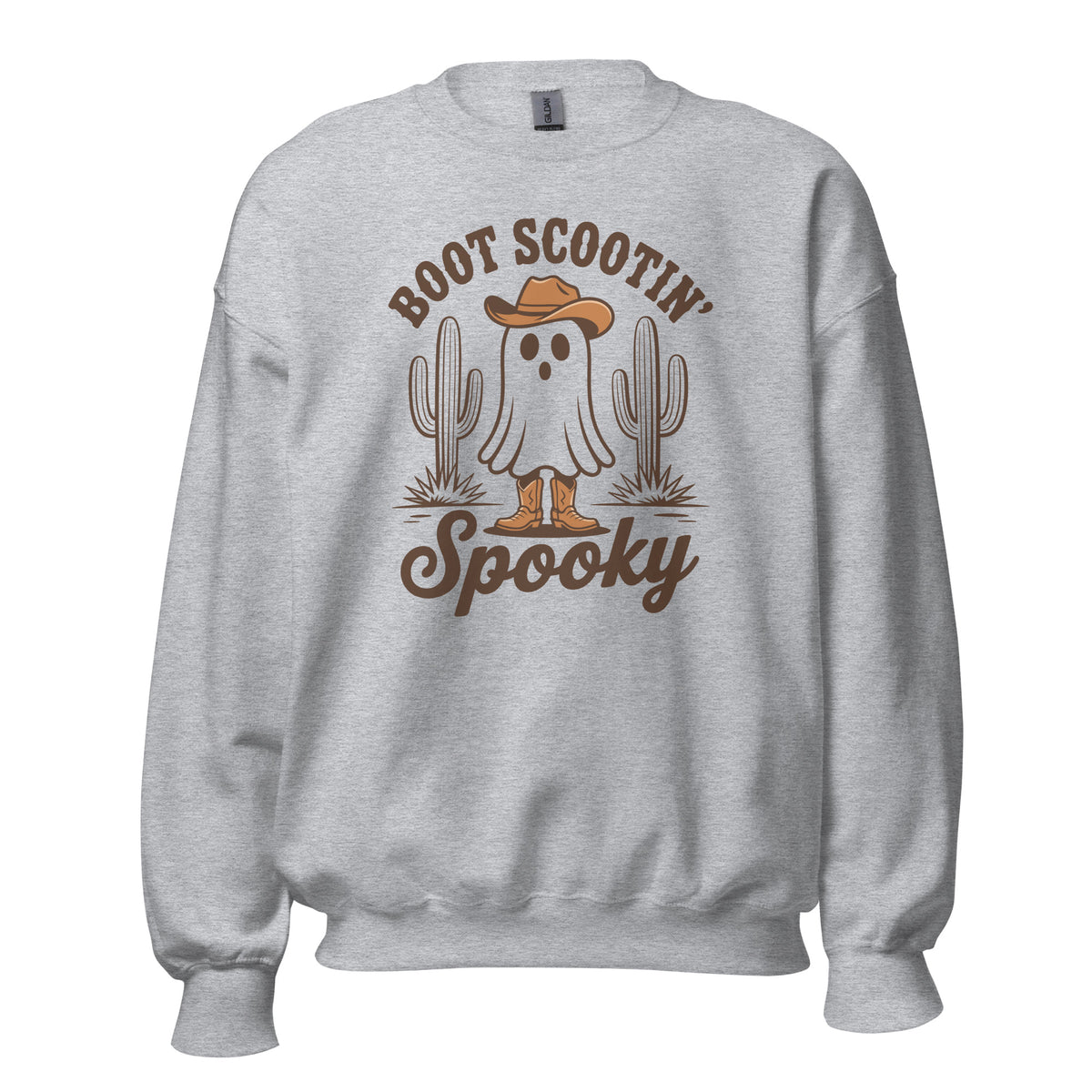 Shop Best Boot Scootin’ Spooky Western Halloween Sweatshirt Festive Wear for a playful western twist on cozy fall fashion, perfect for spooky season.