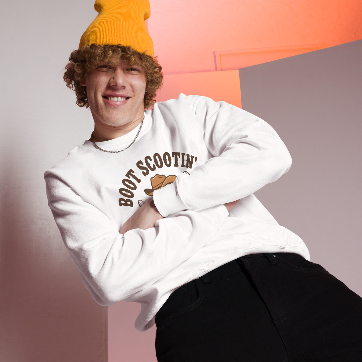 Shop Best Boot Scootin’ Spooky Western Halloween Sweatshirt Festive Wear for a playful western twist on cozy fall fashion, perfect for spooky season.
