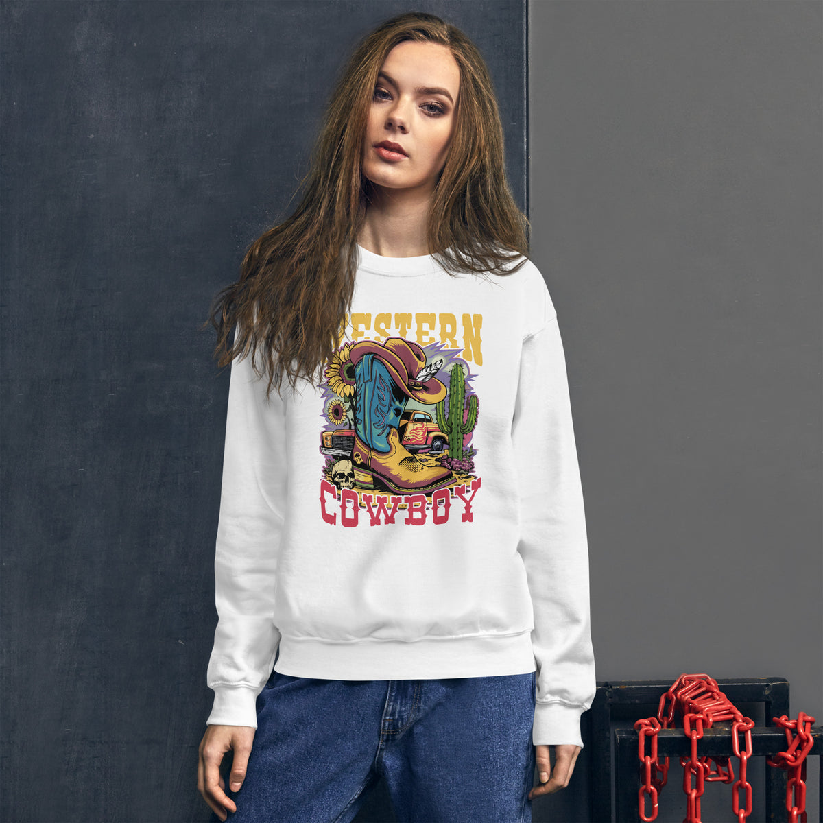 Elevate your off-duty wardrobe with Western Cowboy Graphic Crewneck Sweatshirt Casual Wear, made for relaxed comfort and rugged style.