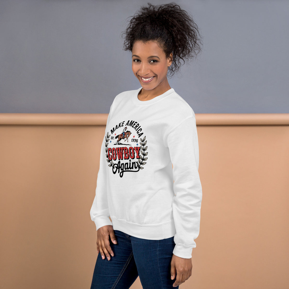 Shop Best Make America Cowboy Again Crewneck Sweatshirt Casual Wear for a bold Western look, cozy comfort, and everyday style that stands out.