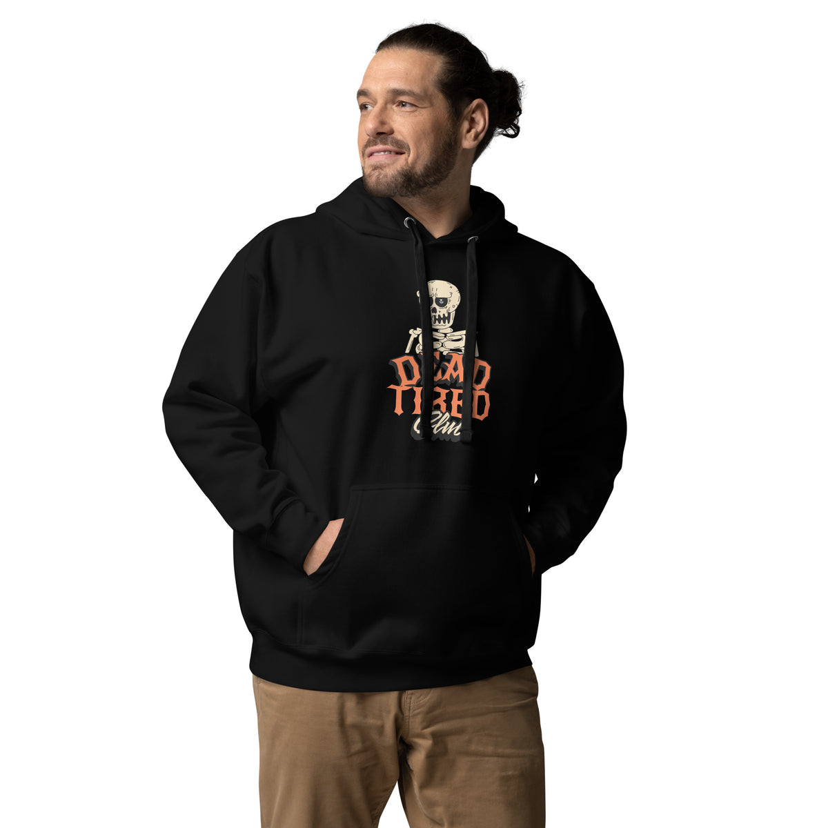 Shop the Dead Tired Club Skeleton Graphic Hoodie for Casual Wear, featuring a bold skeleton design, cozy comfort, and everyday streetwear style.