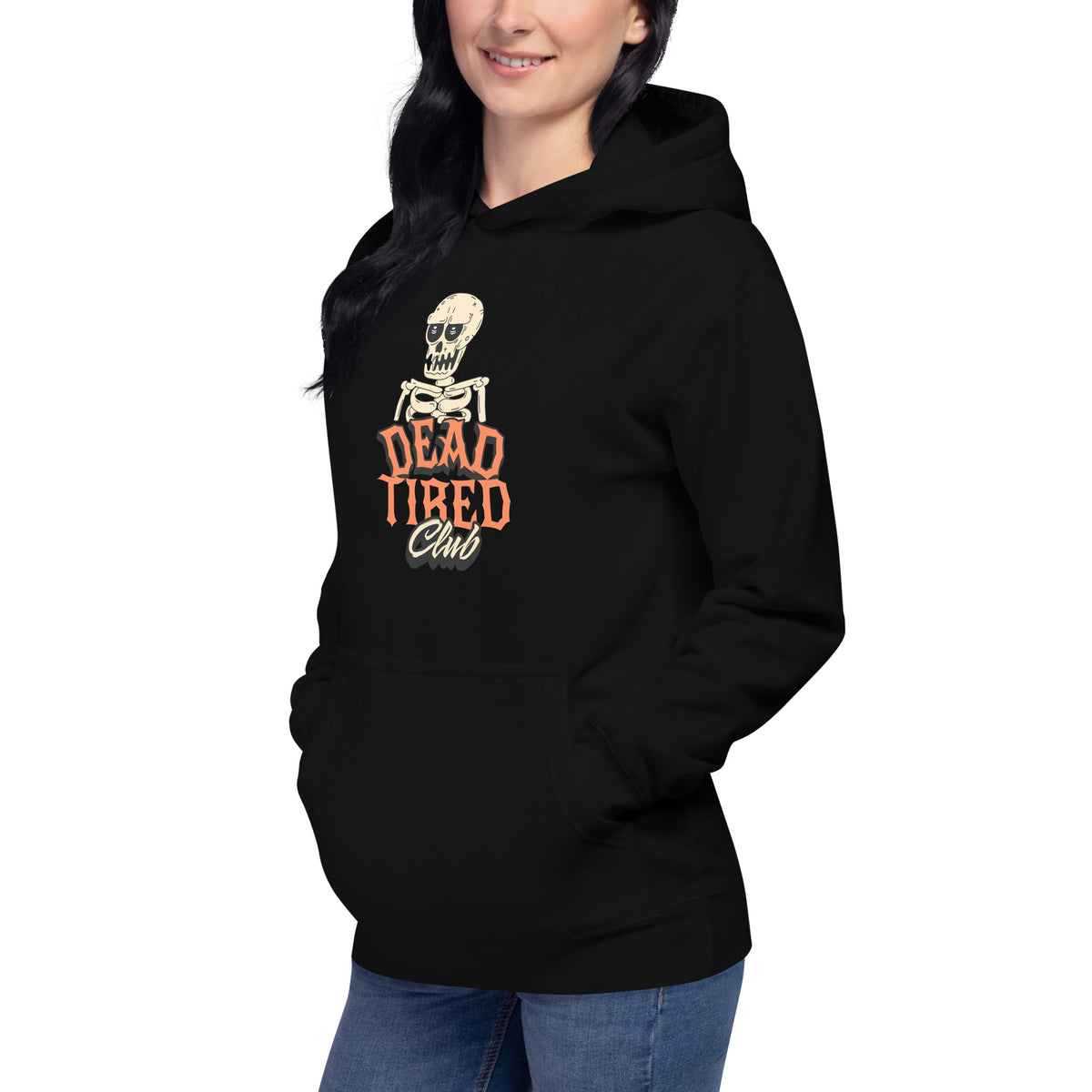Upgrade your wardrobe with the Dead Tired Club Skeleton Graphic Hoodie for Casual Wear, combining striking skeleton style and all-day comfort.