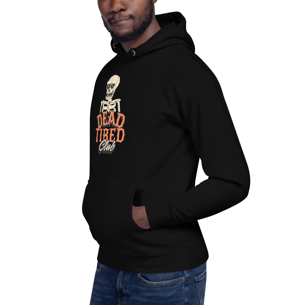Shop Best Dead Tired Club Skeleton Graphic Hoodie for Casual Wear, featuring a bold skeleton design, cozy comfort, and everyday streetwear style.