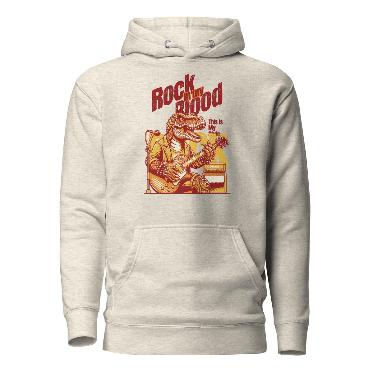 Discover the Buy Rock in my Blood Rocker T-Rex Unisex Hoodie Sale for a cozy hoodie with T-Rex attitude, rocker edge, and a great deal.