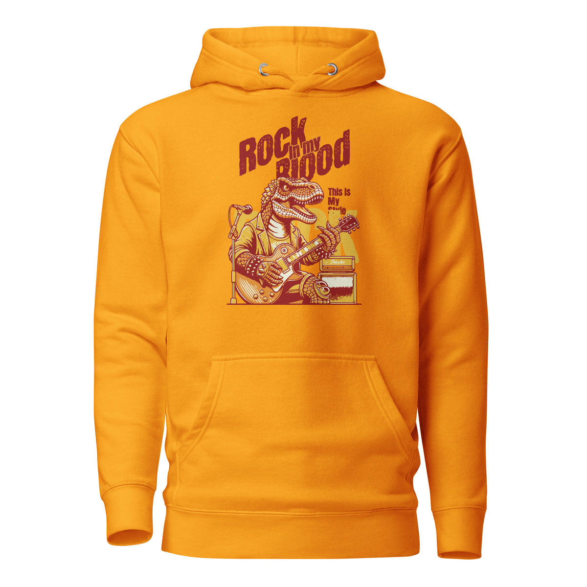 Buy Rock in my Blood Rocker T-Rex Unisex Hoodie Sale for a standout layer with fierce dinosaur style, everyday comfort, and great value.