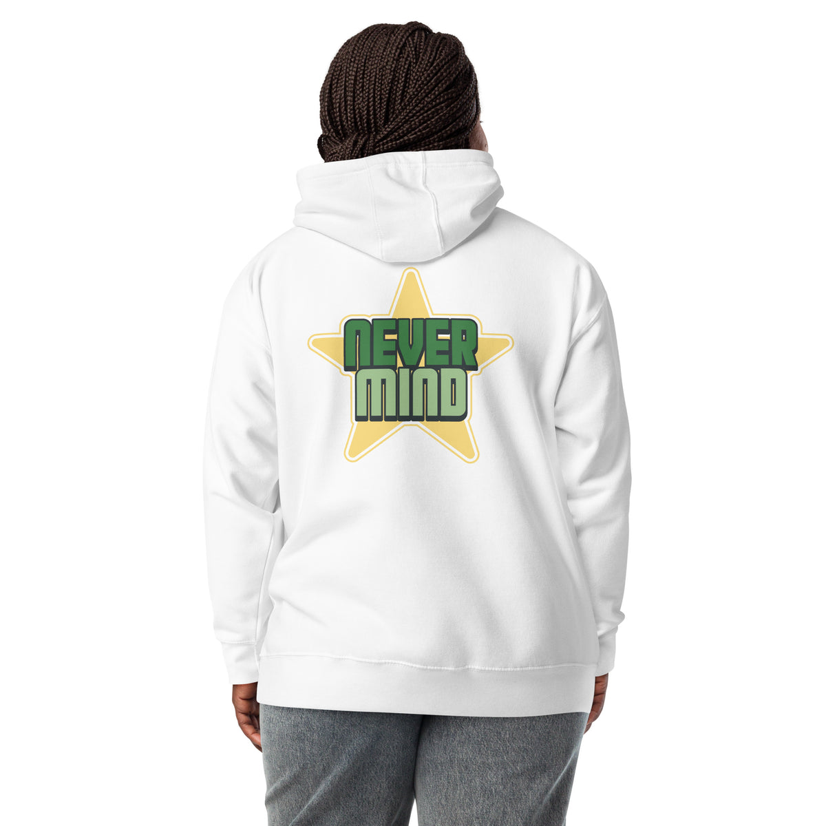 Upgrade your off-duty look with Never Mind Lettering Typography Pullover Hoodie Casual Wear, designed for cozy, casual comfort.