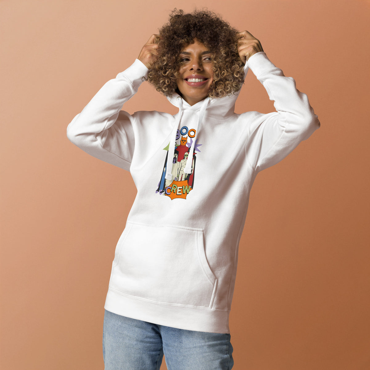 Embrace spooky season in the Gothic Boo Crew Halloween Graphic Hoodie for Festive Wear, a cozy statement piece for parties and nights out.