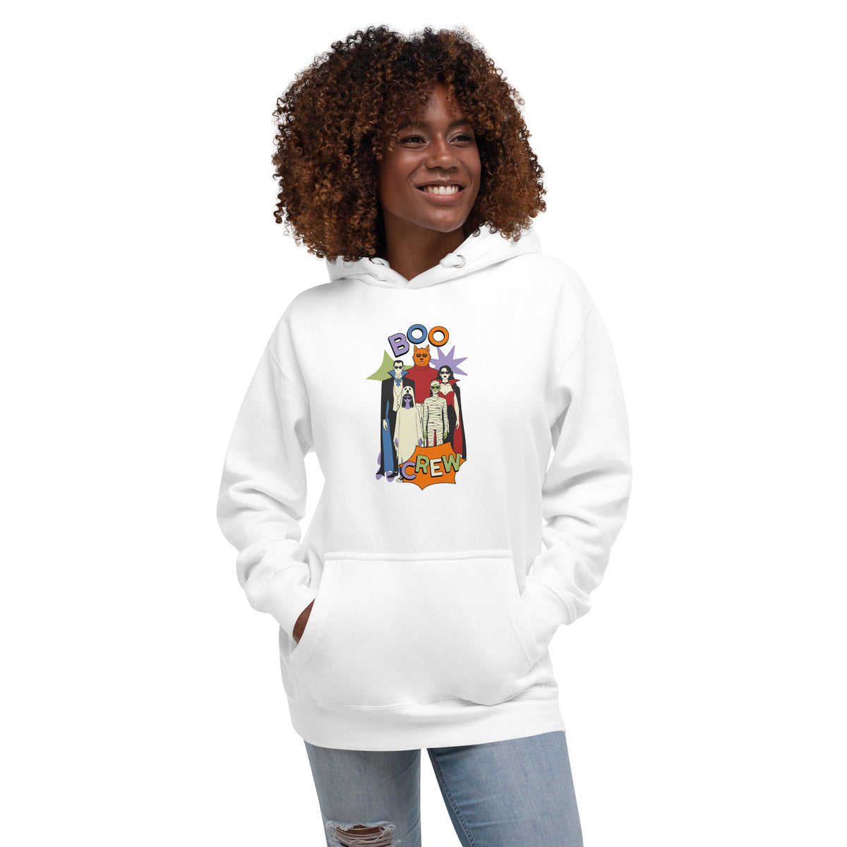 Shop the Gothic Boo Crew Halloween Graphic Hoodie for Casual Wear, featuring spooky style, cozy comfort, and an easy everyday fit.
