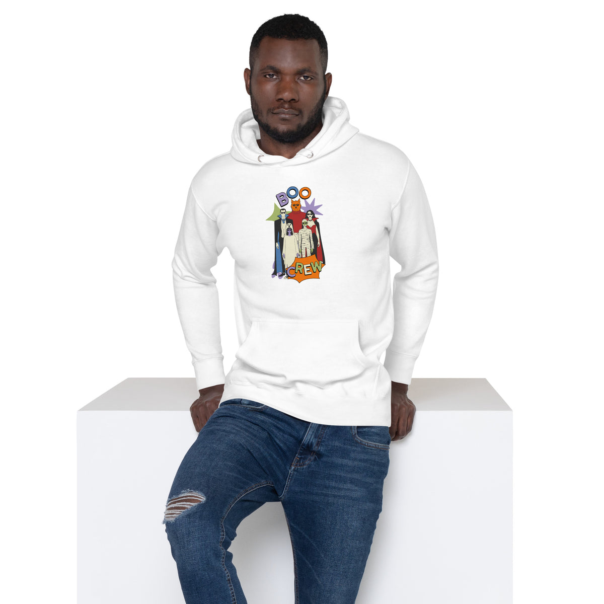 Celebrate in the Gothic Boo Crew Halloween Graphic Hoodie for Festive Wear—a cozy statement piece for haunted parties and October nights.