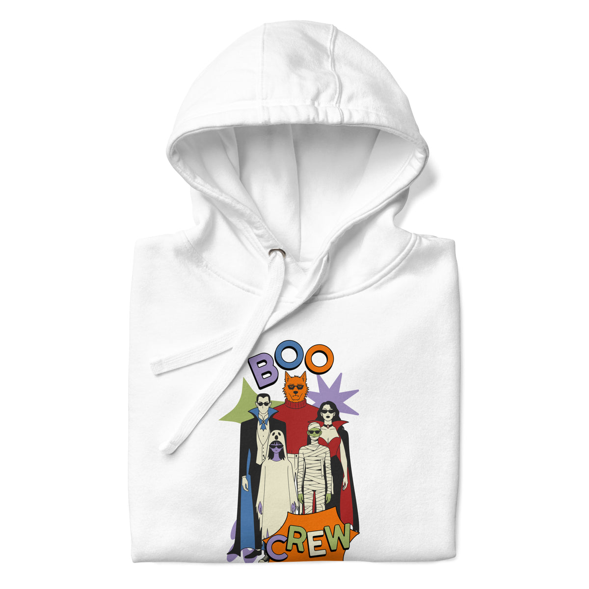 Purchase the Gothic Boo Crew Halloween Graphic Hoodie for Festive Wear, a comfy statement layer for haunted events, trick-or-treating, and fall fun.