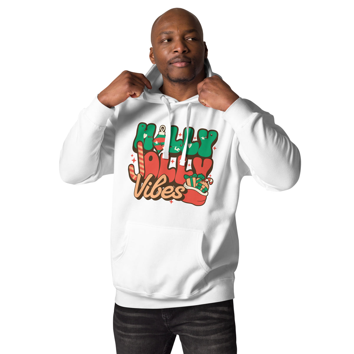 Make festive outfits effortless with the Holly Jolly Vibes Christmas Graphic Hoodie—perfect for parties, gifting, and cozy nights in.