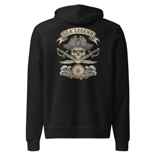 Set sail in bold style with the Pirate Skull Sea Legend Graphic Pullover Hoodie, featuring a striking nautical design and cozy everyday comfort.