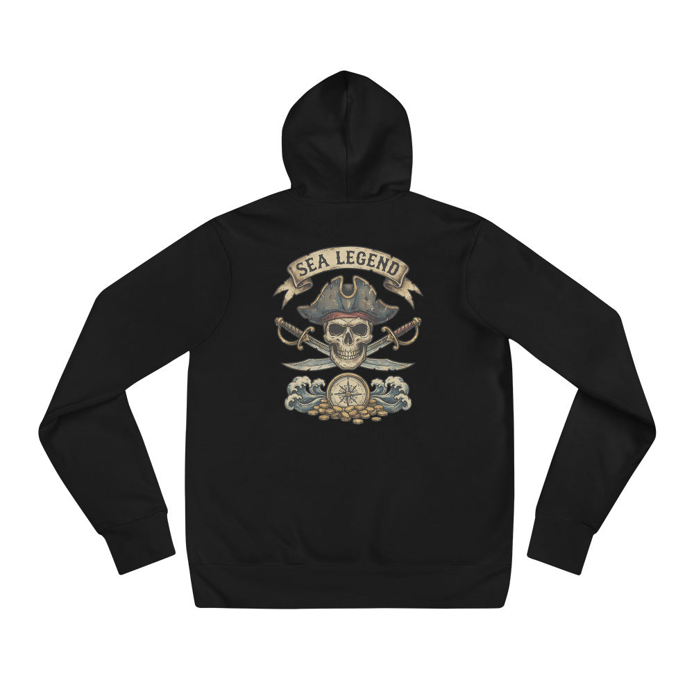 Set sail in the Pirate Skull Sea Legend Graphic Pullover Hoodie, blending bold nautical artwork, cozy warmth, and easygoing everyday style.