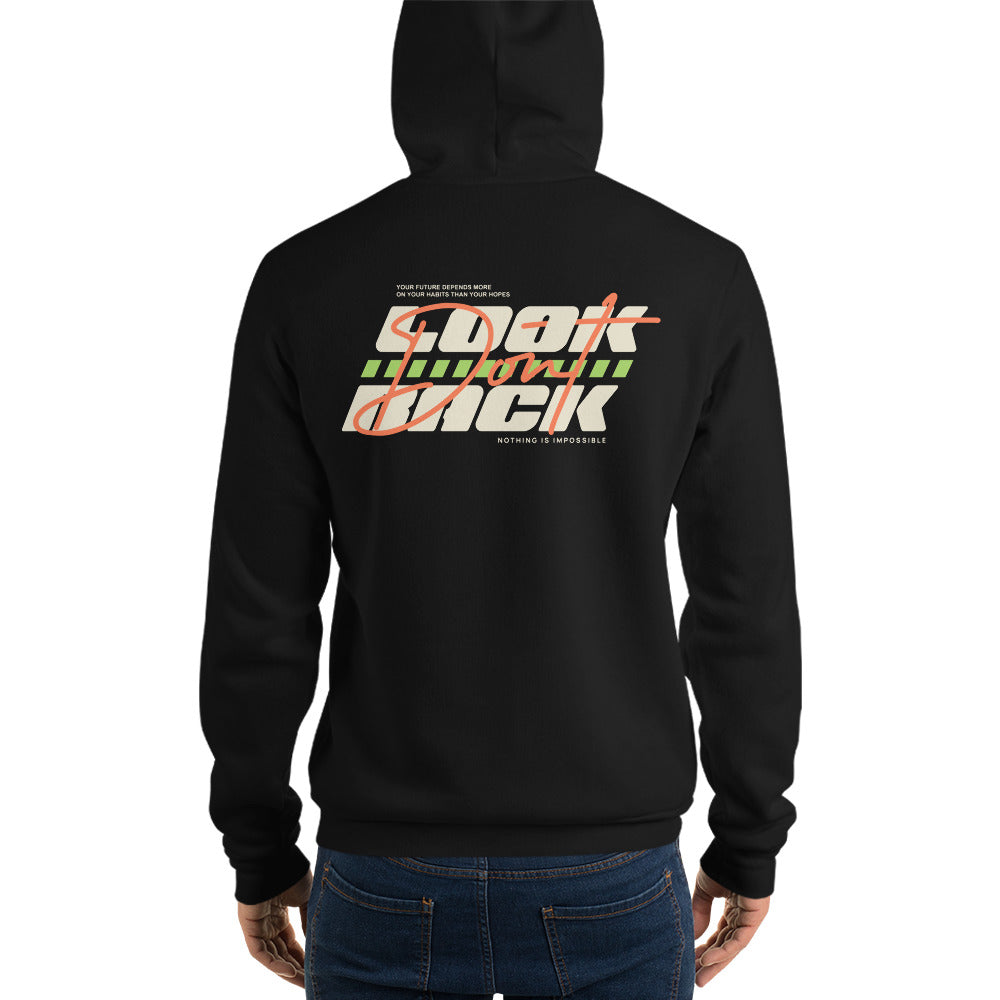 Purchase Don't Look Back Bold Typography Pullover Hoodie Casual Wear, designed to bring bold graphic appeal and easy comfort to any look.